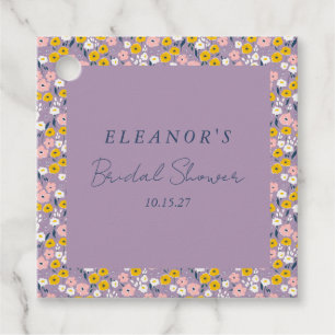 Etiquetas Para Lembrancinhas Vintage Amarelo Roxo Floral Chuveiro de Noiva Pers