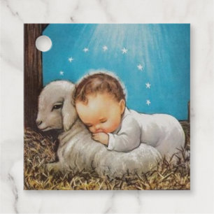 Etiquetas Para Lembrancinhas Vintage Baby Jesus Dormindo Com Uma Lâmpada