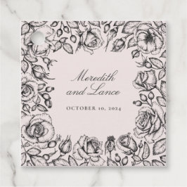 Etiquetas Para Lembrancinhas Vintage Black Rosa Sketch Wedding Favor