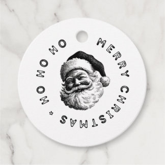 Etiquetas Para Lembrancinhas Vintage Black & White Santa Claus Merry Christmas