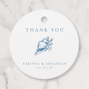 Etiquetas Para Lembrancinhas Vintage Blue Floral Shell Casamento Obrigado