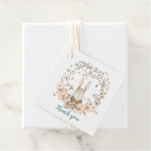 Etiquetas Para Lembrancinhas Vintage Bunny Foliage Duck Egg Blue Chá de fraldas