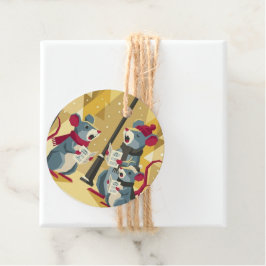 Etiquetas Para Lembrancinhas Vintage Caroling Mice Gift Tags - Set of 12