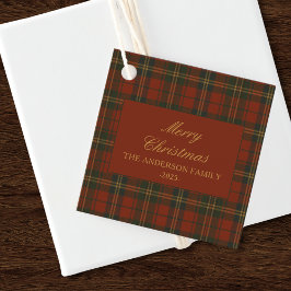 Etiquetas Para Lembrancinhas Vintage Christmas Party Plaid Classic Timeless