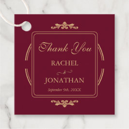 Etiquetas Para Lembrancinhas Vintage Elegant Burgundy & Gold Wedding Thank You