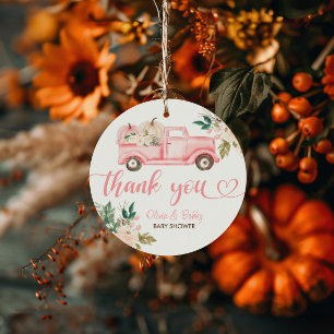 Etiquetas Para Lembrancinhas Vintage Floral Pumpkin Truck Chá de fraldas