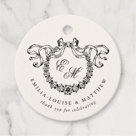 Etiquetas Para Lembrancinhas Vintage French Monogram Wreath Elegant Wedding