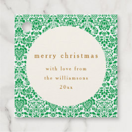 Etiquetas Para Lembrancinhas Vintage Green Damask Festivo - Natal