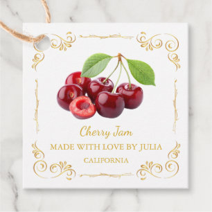 Etiquetas Para Lembrancinhas Vintage Homemade Cherry Jam Square Hang Tag