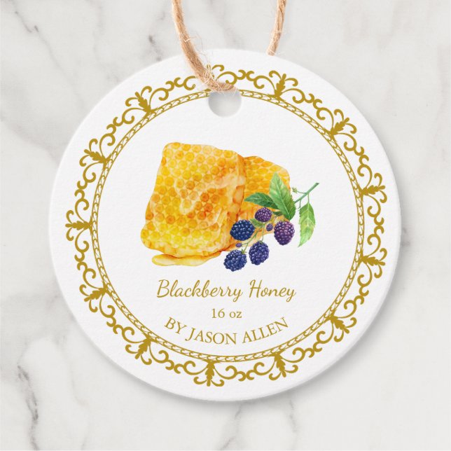 Etiquetas Para Lembrancinhas Vintage Honeycomb Blackberry Honey Hang Tag (Frente)