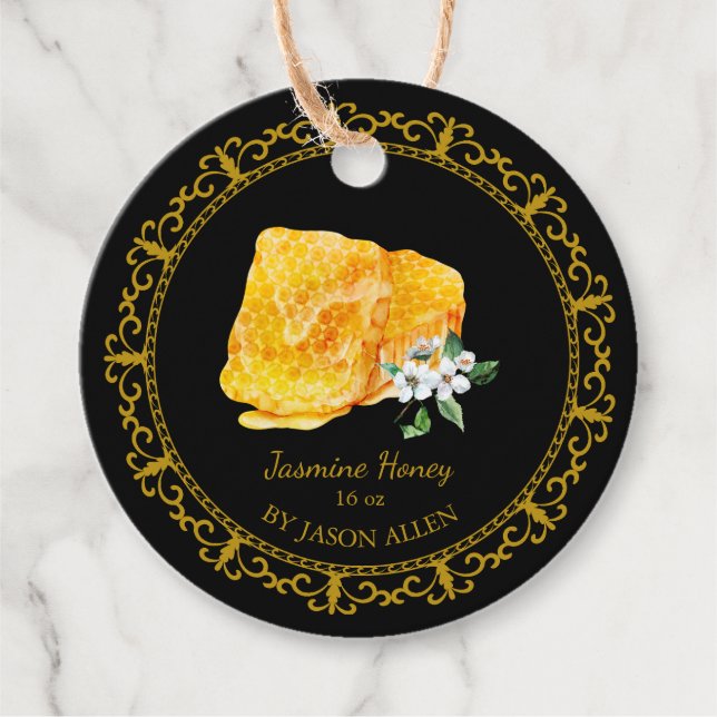 Etiquetas Para Lembrancinhas Vintage Honeycomb Jasmine Infusera Mel Hang Tag (Frente)