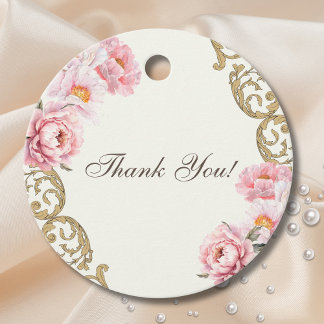 Etiquetas Para Lembrancinhas Vintage Ivory Pink Peony Bridal Shower Thank You