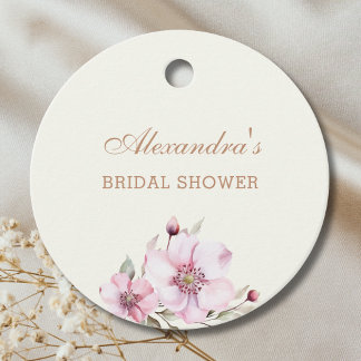 Etiquetas Para Lembrancinhas Vintage Ivory Pink Roses Bridal Shower Thank You