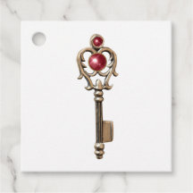 Vintage Key com Ruby Red Gemstone