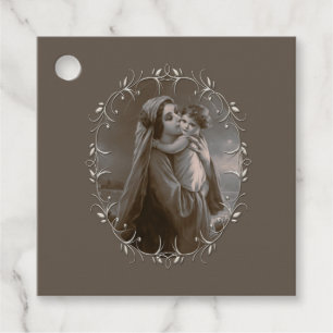 Etiquetas Para Lembrancinhas Vintage Madonna e Child com Silver Frame