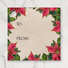 Etiquetas Para Lembrancinhas Vintage Poinsettia Holly Berry Holiday Gift