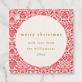Etiquetas Para Lembrancinhas Vintage Red Damask Festivo Costume Feliz Natal