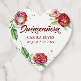 Etiquetas Para Lembrancinhas Vintage Rosa vermelha Watercolor Quinceanera Flora