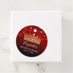 Etiquetas Para Lembrancinhas Vintage Rosa Vermelho Dourado Preto Quinceanera