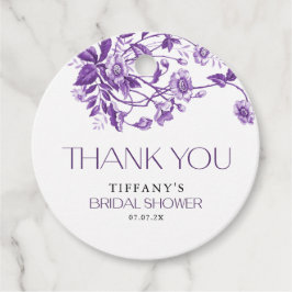 Etiquetas Para Lembrancinhas Vintage Toile Francês Roxo Jantar de Noiva Floral