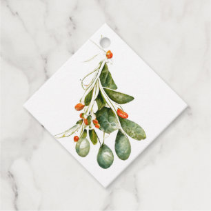 Etiquetas Para Lembrancinhas Vintage Watercolor Mistletoe Dags de Natal