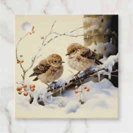 Etiquetas Para Lembrancinhas Vintage Watercolor Winter Bird Branches