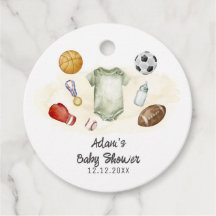 Watercolor All Star Sports bodysuit Baby Shower 