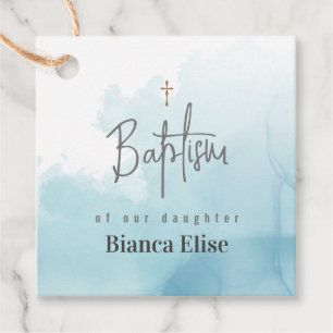 Etiquetas Para Lembrancinhas Watercolor Baptism Padrões de Deus Simples Moderno