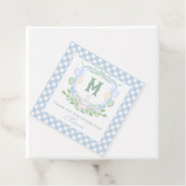 Etiquetas Para Lembrancinhas Watercolor Blue 1st Birthday Monogram Crest Gift