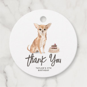 Etiquetas Para Lembrancinhas Watercolor Chihuahua Dog Aniversário Obrigado