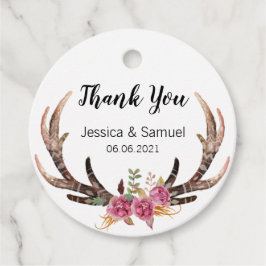 Etiquetas Para Lembrancinhas Watercolor Deer Antlers Bohemian Casamento Obrigad