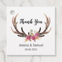 Watercolor Deer Antlers Bohemian Casamento Obrigad