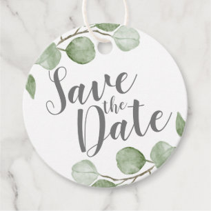 Etiquetas Para Lembrancinhas Watercolor Eucalyptus Weding Date (Salvar a Data)