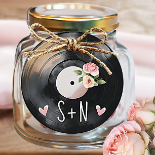 Etiquetas Para Lembrancinhas Watercolor Floral Vinyl Record Obrigado