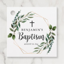 Watercolor Foliage Foliage Dourada Baptism Favor T