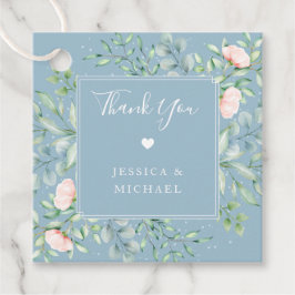 Etiquetas Para Lembrancinhas Watercolor Greenery Peach Rosas Dusty Blue Weding