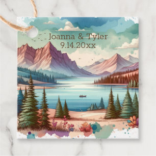 Etiquetas Para Lembrancinhas Watercolor Mountain Views Casamento Obrigado