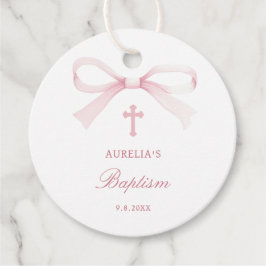 Etiquetas Para Lembrancinhas Watercolor Pink Bow Baptism