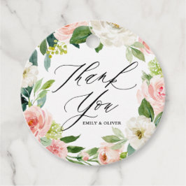 Etiquetas Para Lembrancinhas Watercolor Pink Peach Floral Wreath Obrigado