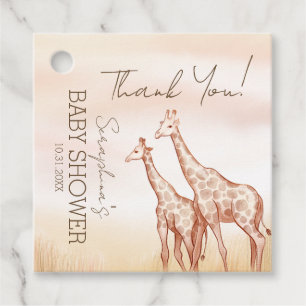 Etiquetas Para Lembrancinhas Watercolor Safari Giraffe Chá de fraldas Obrigado