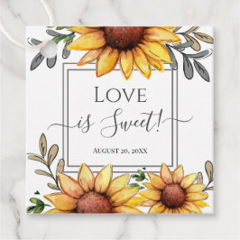 Etiquetas Para Lembrancinhas Watercolor Sunflower Chá de fraldas Love is Sweet