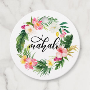 Etiquetas Para Lembrancinhas Watercolor Tropical Flowers Wreath Mahalo