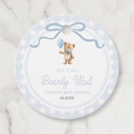 Etiquetas Para Lembrancinhas We Can Bearly Wait Blue Teddy Bear Baby Shower