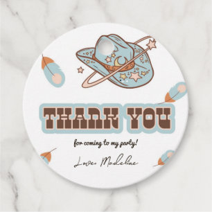Etiquetas Para Lembrancinhas Western Cowboy Blue Birday Circular Obrigado Etiqu