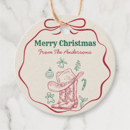 Etiquetas Para Lembrancinhas Western Cowboy Boots Retro Hand Drawn Ribbon Bow 