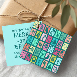 Etiquetas Para Lembrancinhas Whimsical Christmas Grid Cute Bright Holiday Gift