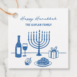 Etiquetas Para Lembrancinhas Whimsical Hand Drawn Hanukkah Party Trendy Custom