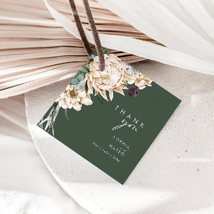 Etiquetas Para Lembrancinhas White Floral Verde Escuro Agradeço Marcas Favor
