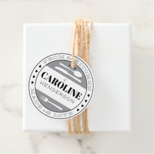 Etiquetas Para Lembrancinhas White Preto e Corações de Cinza Feitas com Comida
