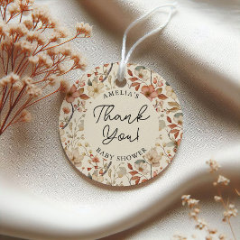 Etiquetas Para Lembrancinhas Wildflower Boho Ivory Chá de fraldas Floral Obriga